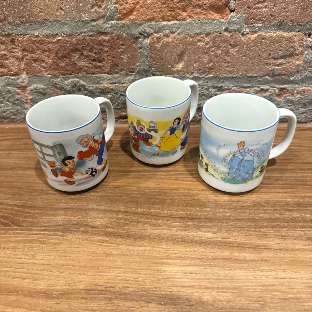 Vintage Set of Three Disney Character Mugs